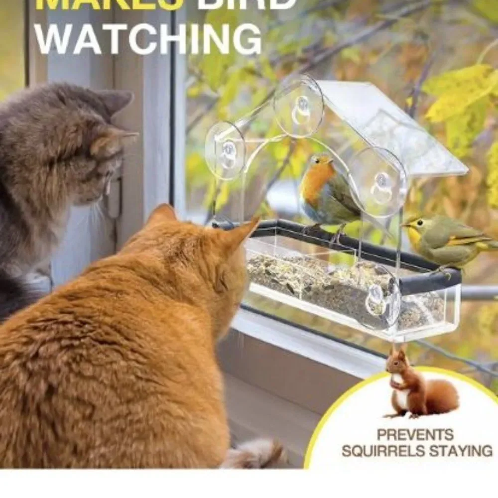 Entirely Zen Window Bird Feeder - All Weather Clear Acrylic Bird Feeder